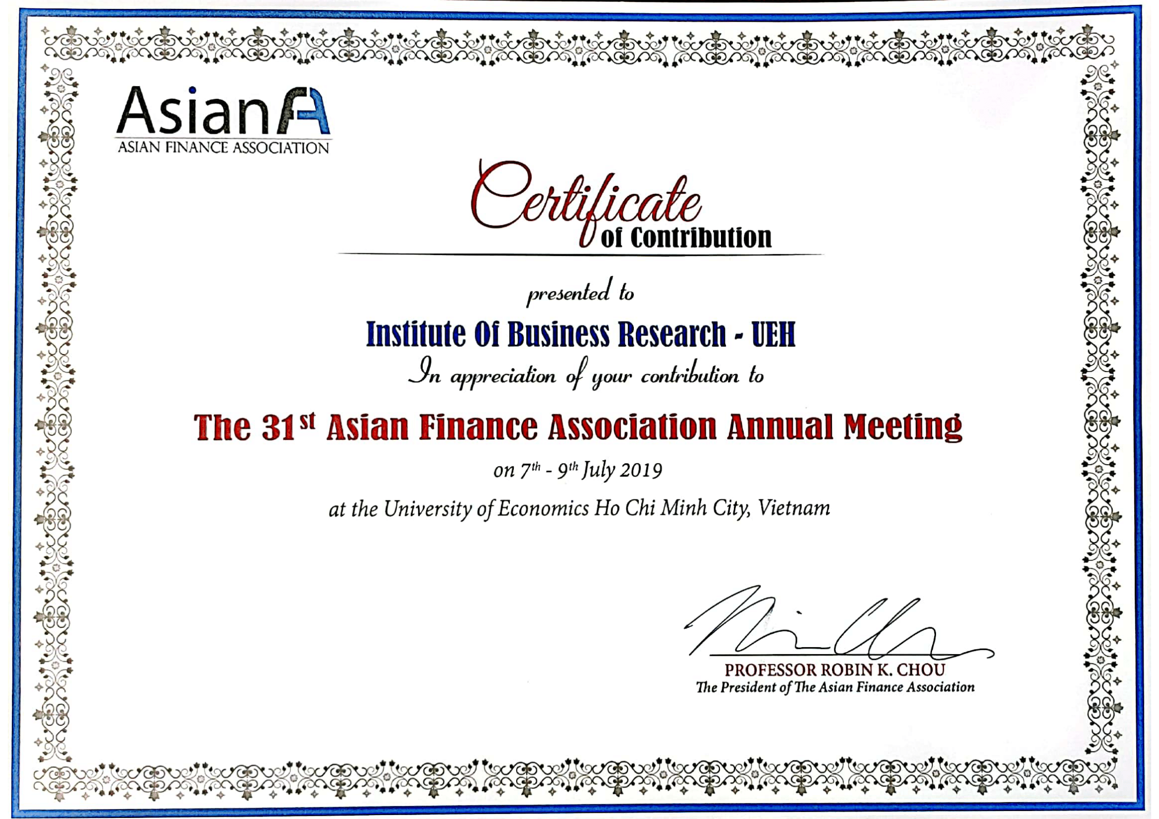 Chứng nhận của Hiệp hội Tài chính Châu Á